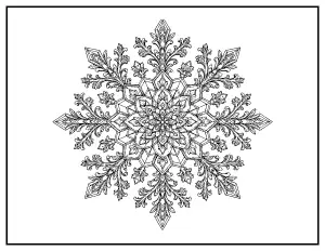 Snowflake Mandala coloring page – printable line art