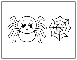 Simple Spider and Web for Toddlers coloring page – printable line art
