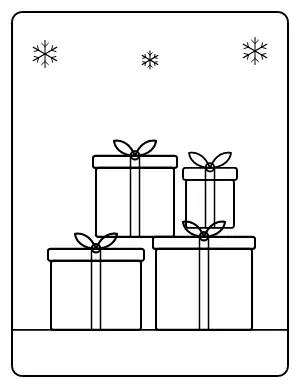 Stack of Christmas Presents coloring page – printable line art