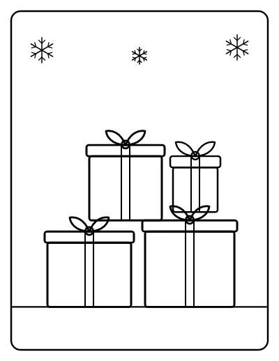 Stack of Christmas Presents coloring page – printable line art
