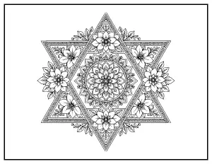 Star of David Mandala coloring page – printable line art