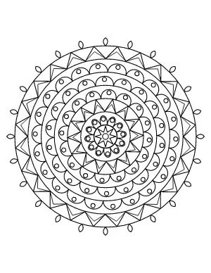 Sun Mandala coloring page – printable line art
