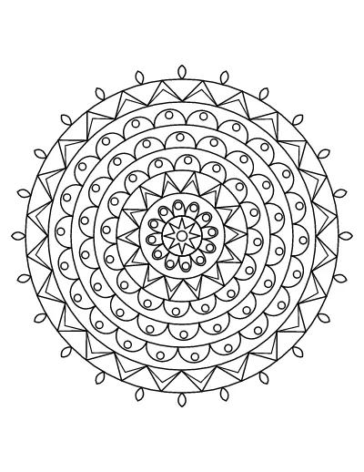 Sun Mandala coloring page – printable line art