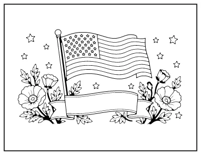 Thank You for Your Service Flag coloring page – printable line art