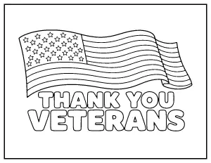 Thank You Veterans Flag Letters coloring page – printable line art