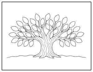 Thankful Tree with Blank Leaves coloring page – printable line art