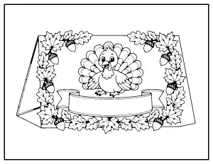 Thanksgiving Card with Turkey coloring page – printable line art