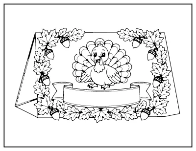 Thanksgiving Card with Turkey coloring page – printable line art