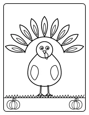 Thanksgiving Turkey with Feather Fan coloring page – printable line art