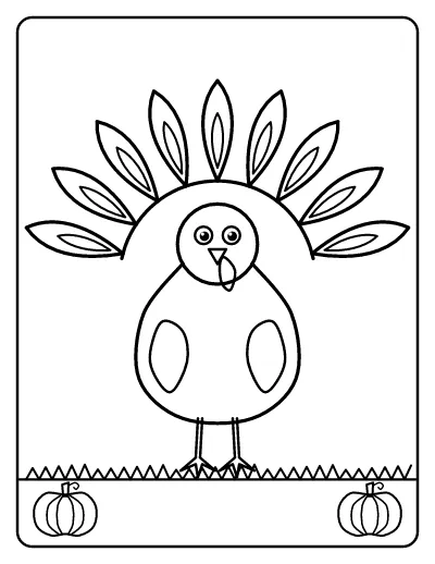Thanksgiving Turkey with Feather Fan coloring page – printable line art