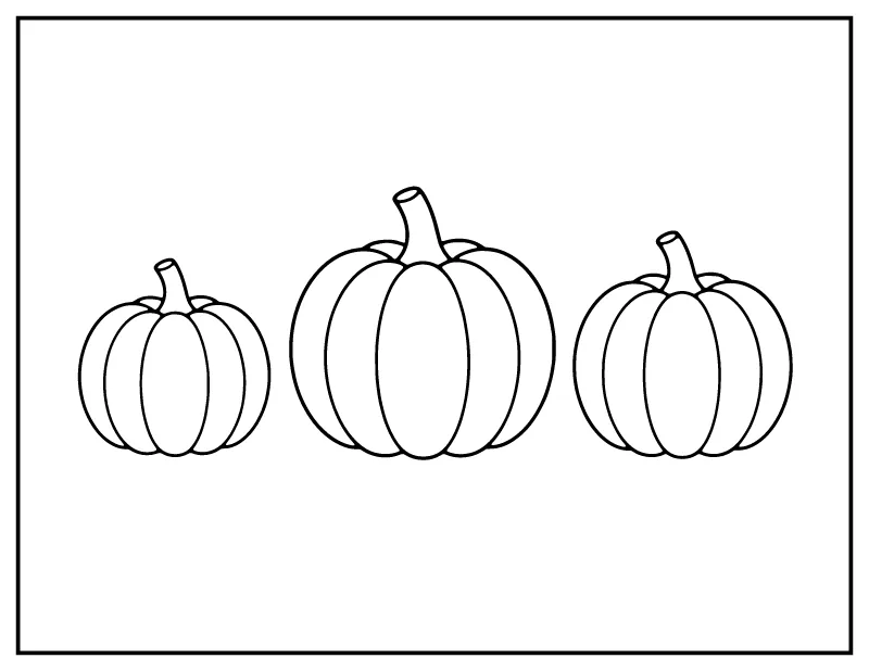 Three Simple Pumpkins for Toddlers coloring page – printable black and white line art