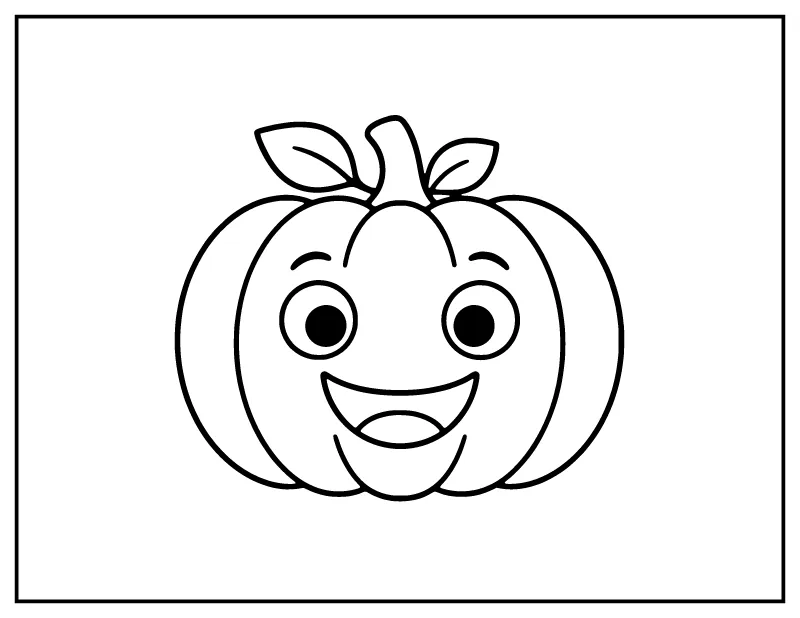 Happy Pumpkin Face for Toddlers coloring page – printable black and white line art