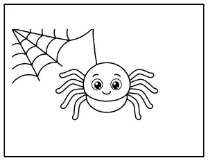 Smiling Spider and Web for Toddlers coloring page – printable line art
