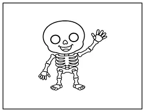 Waving Skeleton for Toddlers coloring page – printable line art