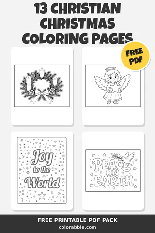 13 Christian Christmas coloring pages – preview of the free PDF pack