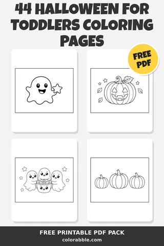 44 Halloween for Toddlers coloring pages – preview of the free PDF pack