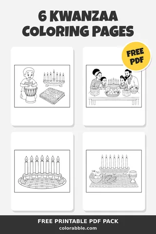 6 Kwanzaa coloring pages – preview of the free PDF pack