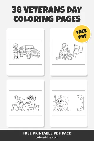 38 Veterans Day coloring pages – preview of the free PDF pack