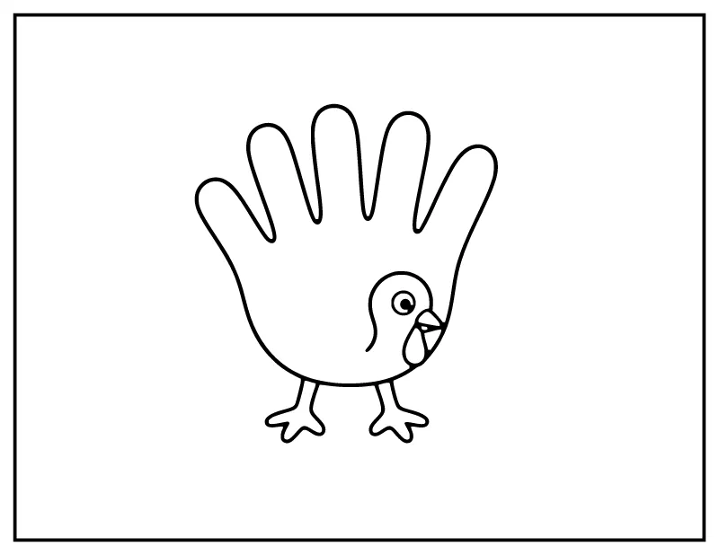 Turkey Hand Outline Craft coloring page – printable black and white line art
