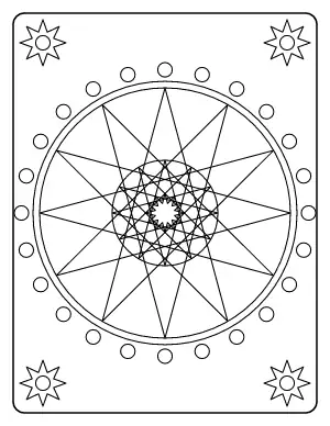 Twelve-Point Star Rosette coloring page – printable line art