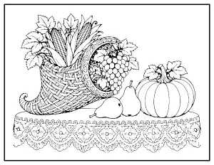 Vintage Harvest Still Life coloring page – printable line art