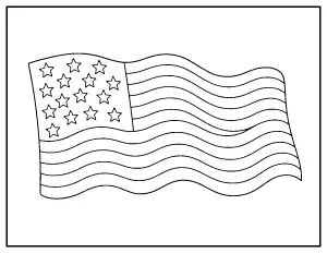Waving American Flag coloring page – printable line art