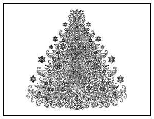 Zentangle Christmas Tree coloring page – printable line art
