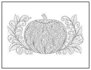 Zentangle Pumpkin for Adults coloring page – printable line art