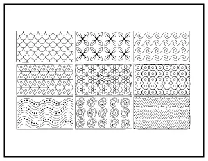 Zentangle Tile Sampler coloring page – printable line art